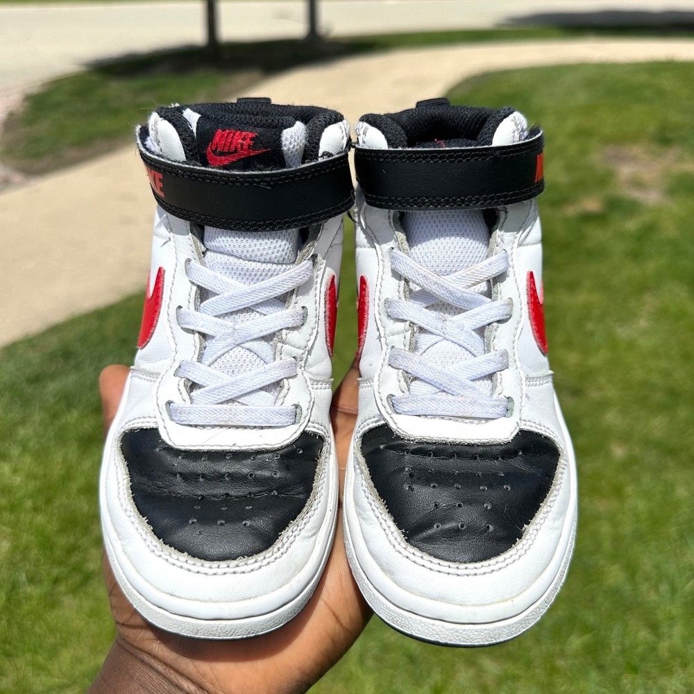 Nike Court Borough Mid 2 High Top Athletic Shoes Toddler Size 11 White Red Black - Picture 7 of 14